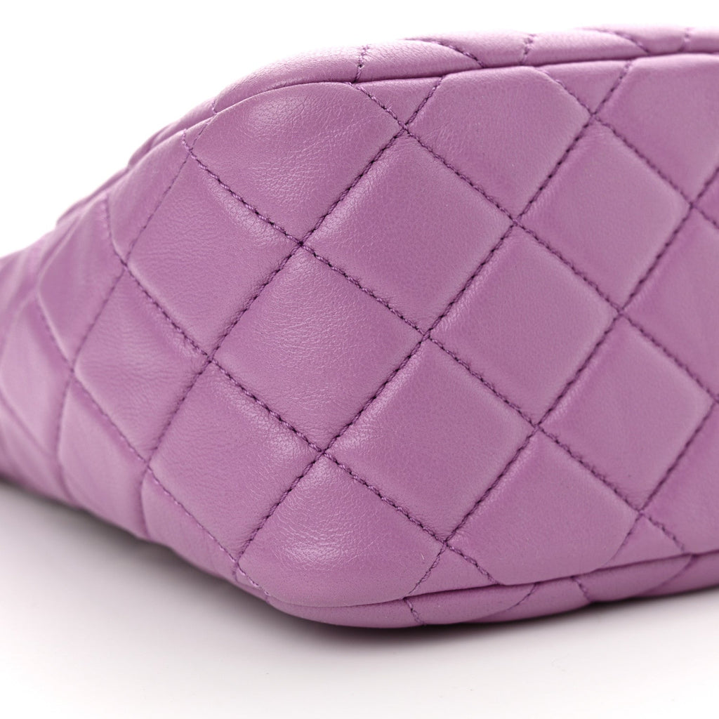 Lambskin Quilted Small Pearl Crush Hobo Purple