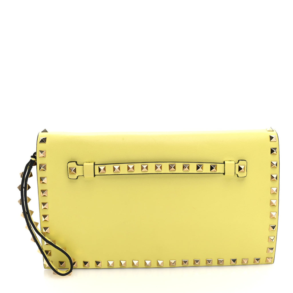 Nappa Rockstud Wristlet Clutch Naples Yellow