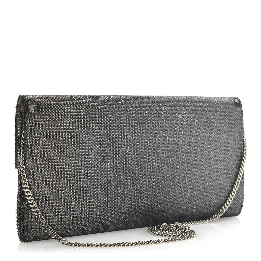 Glitter Fabric Erica Chain Clutch  Anthracite