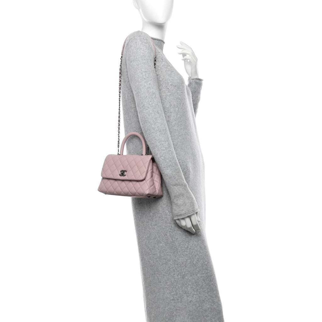 Caviar Quilted Mini Coco Handle Flap Pink