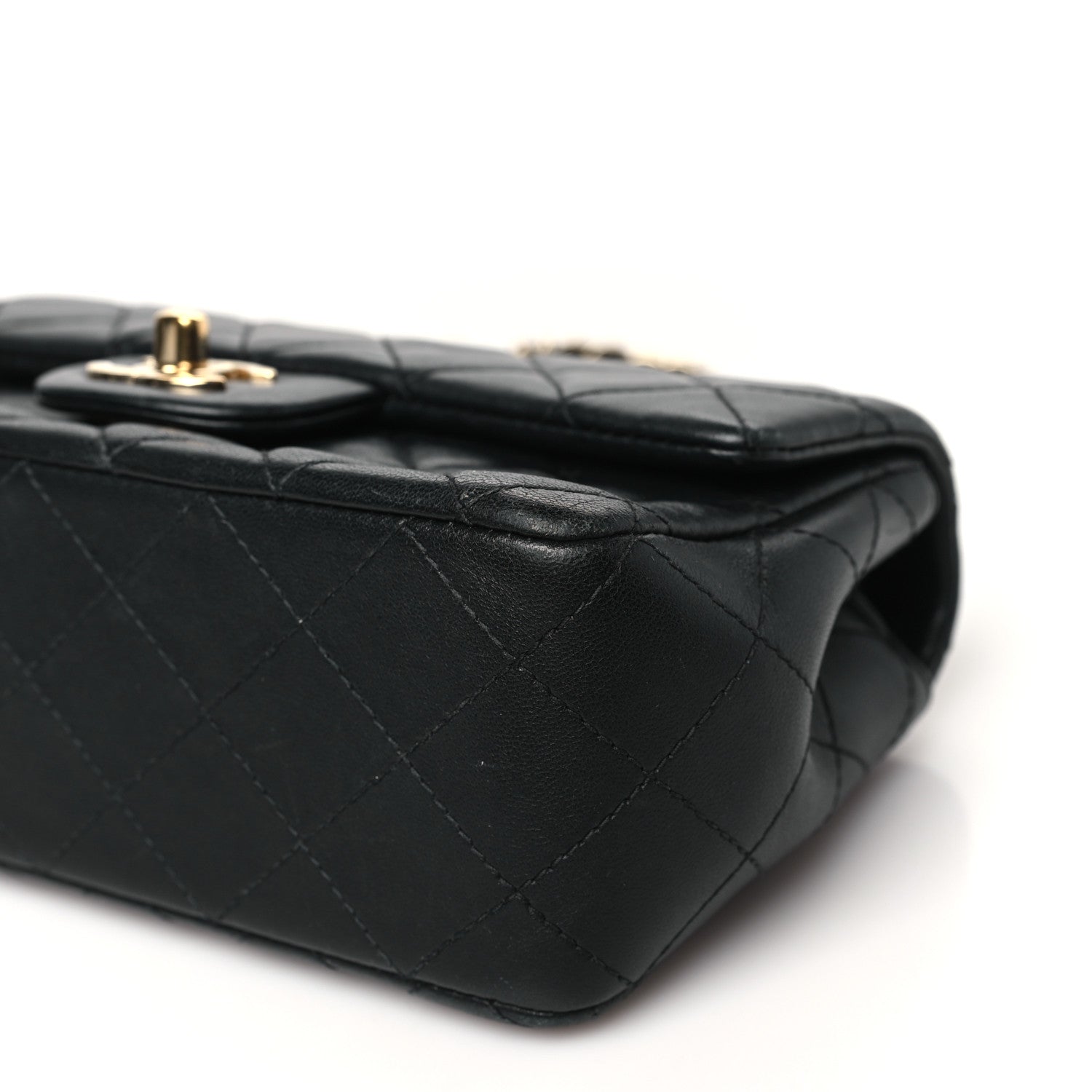 Lambskin Quilted Mini Rectangular Flap Black