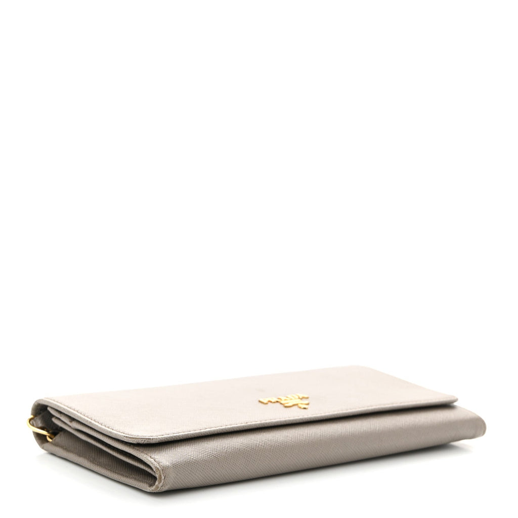 Saffiano Metal Oro Chain Wallet Argilla
