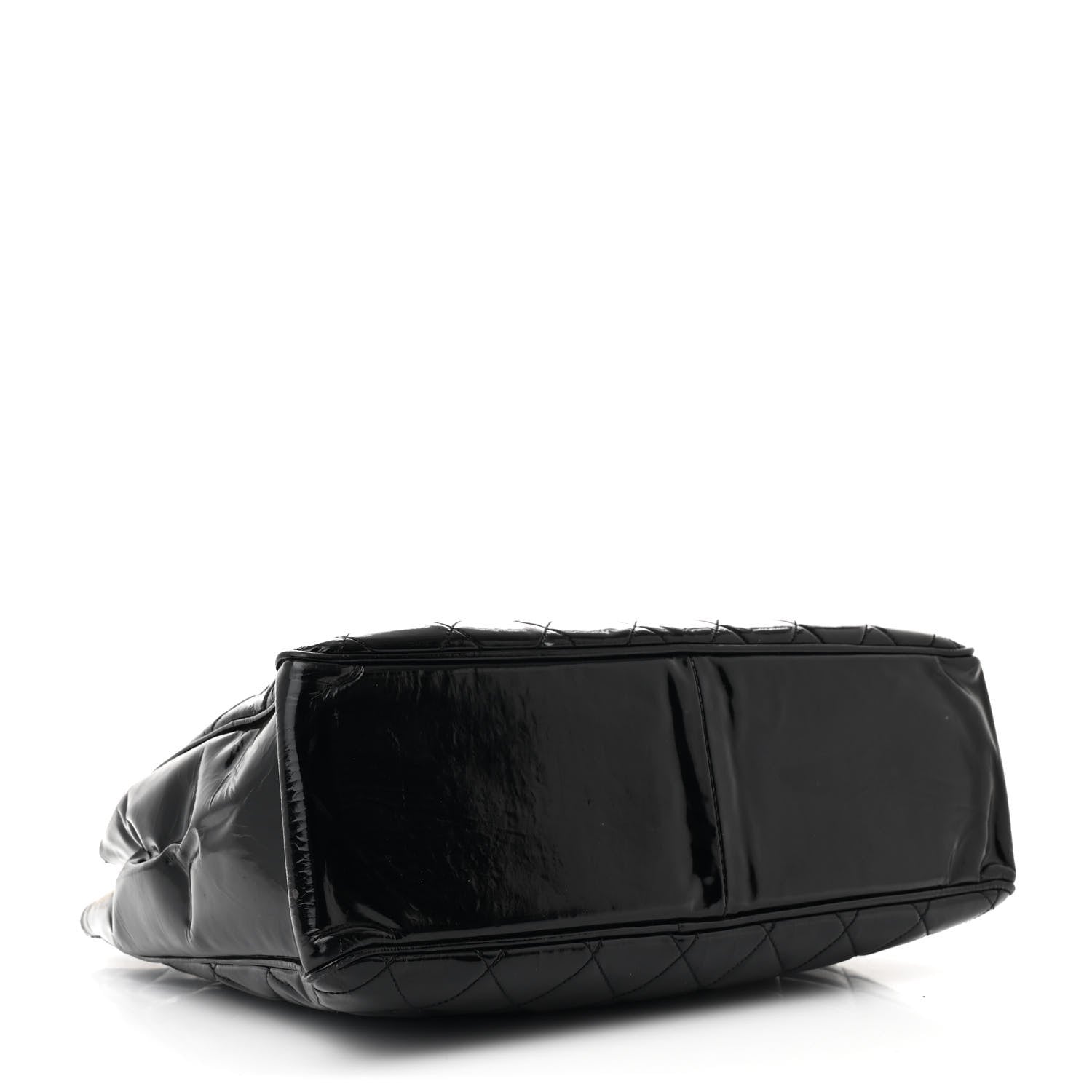 Patent Quilted Tote Black