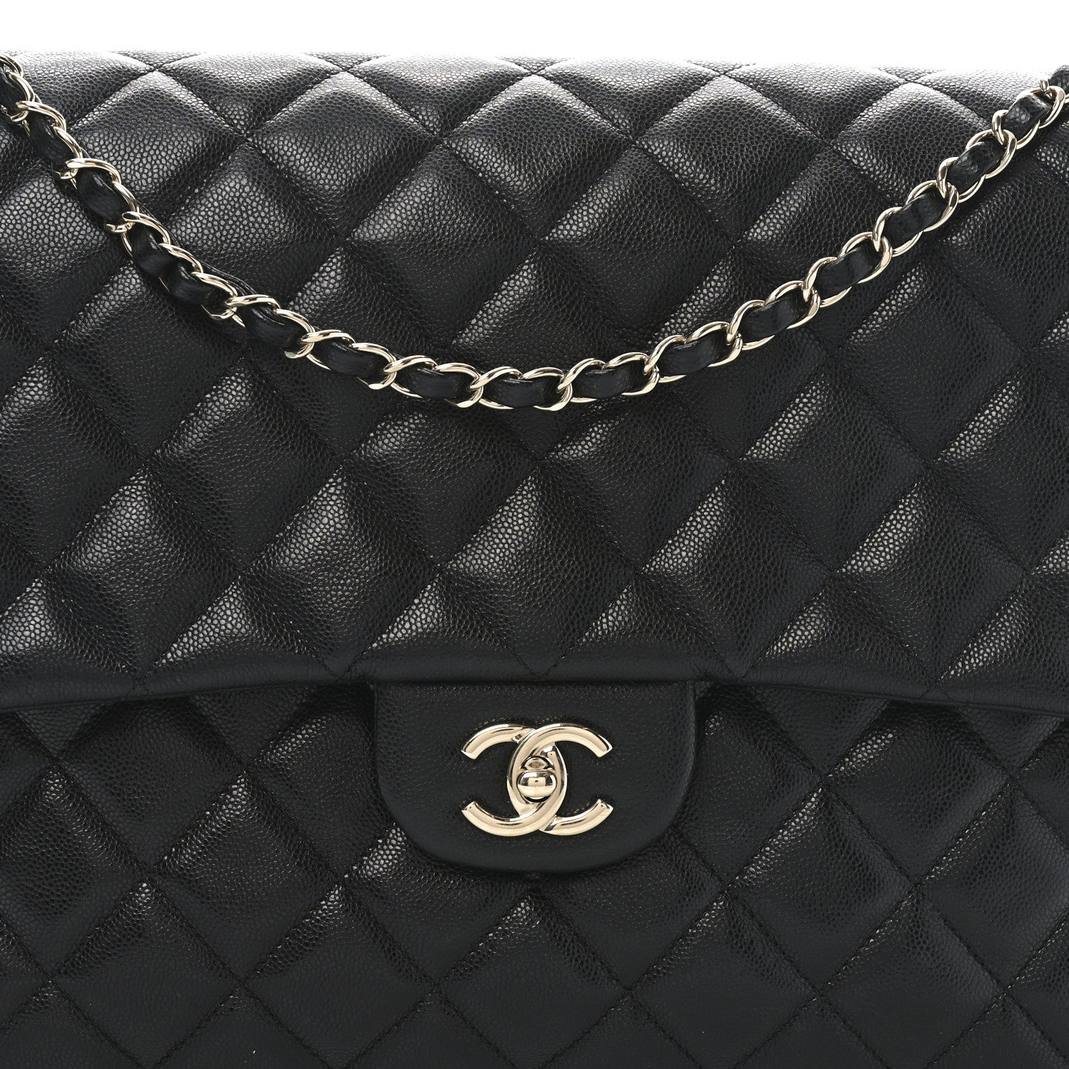 Caviar Quilted XXL Travel Flap Bag Black