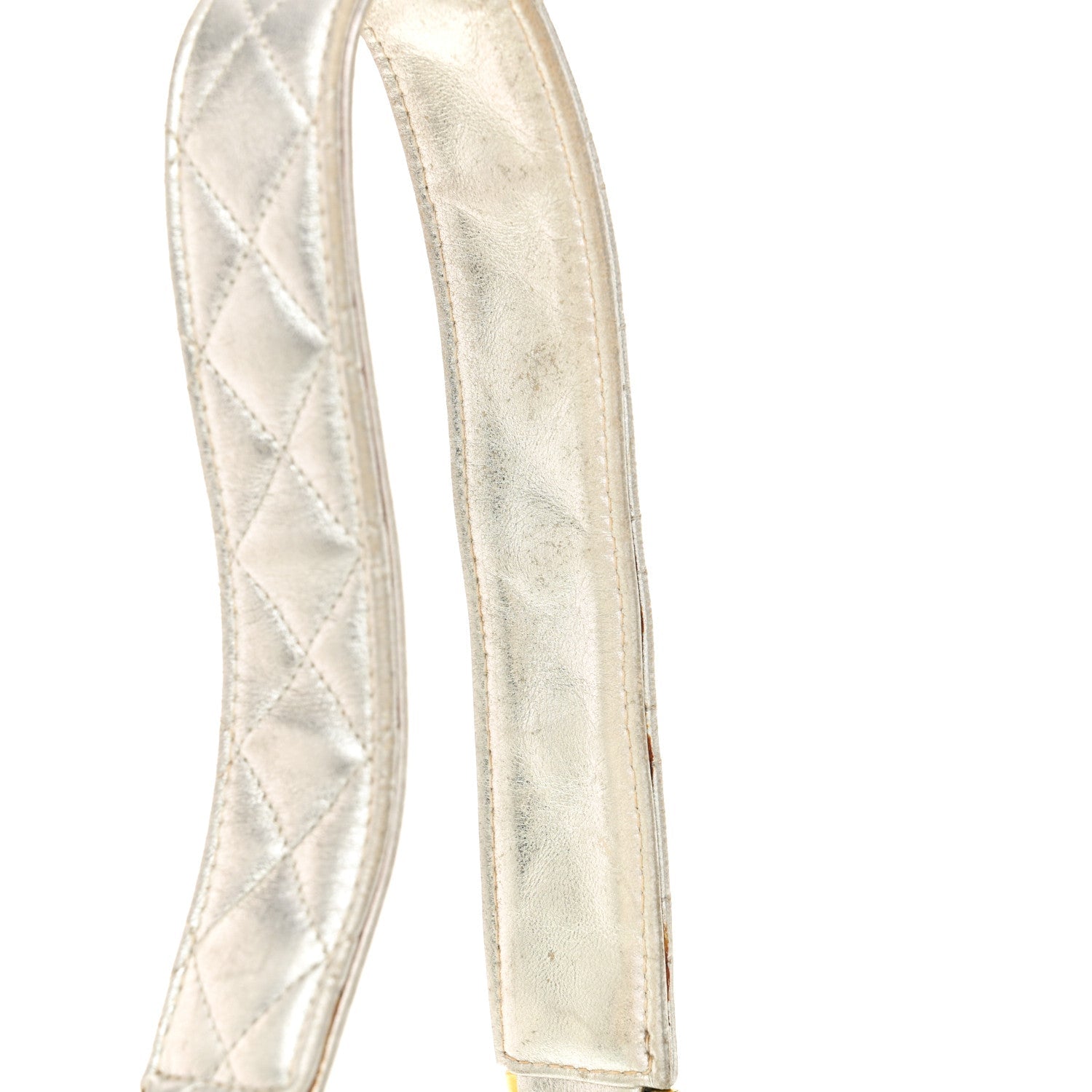 Metallic Goatskin Quilted Square Flap Shoulder Bag Silver