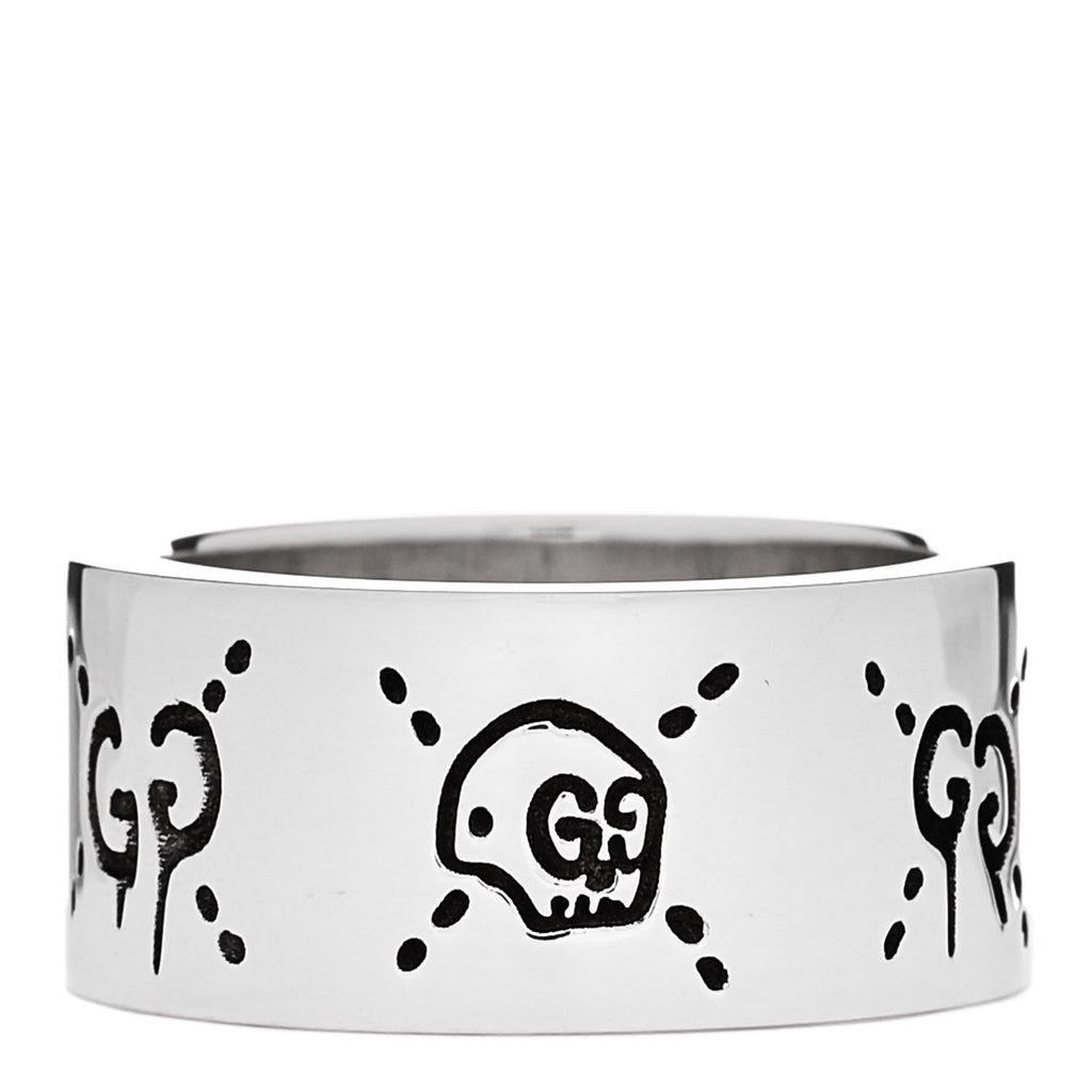 Sterling Silver GucciGhost Hamlet Skull Band Ring 49 5