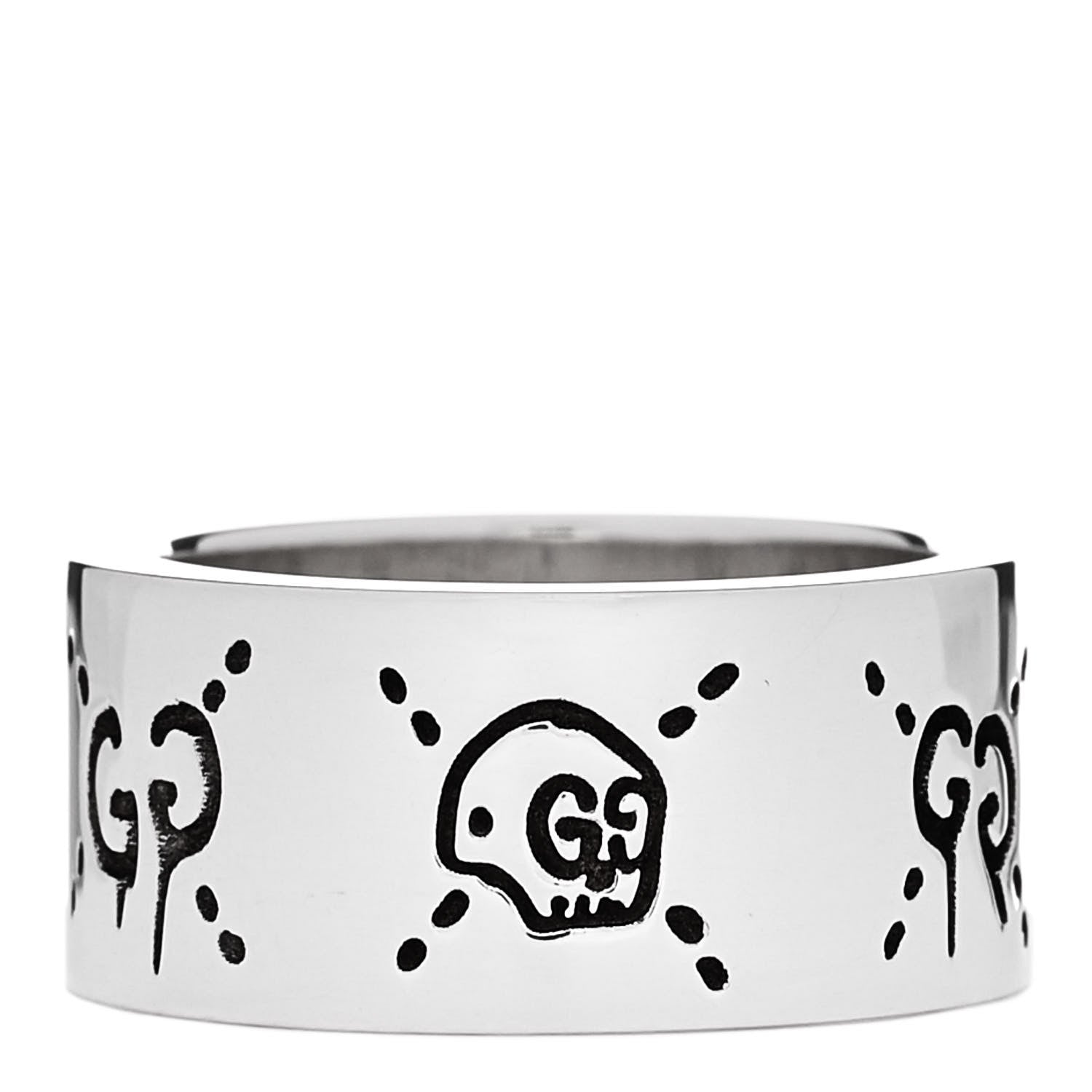 Sterling Silver GucciGhost Hamlet Skull Band Ring 49 5