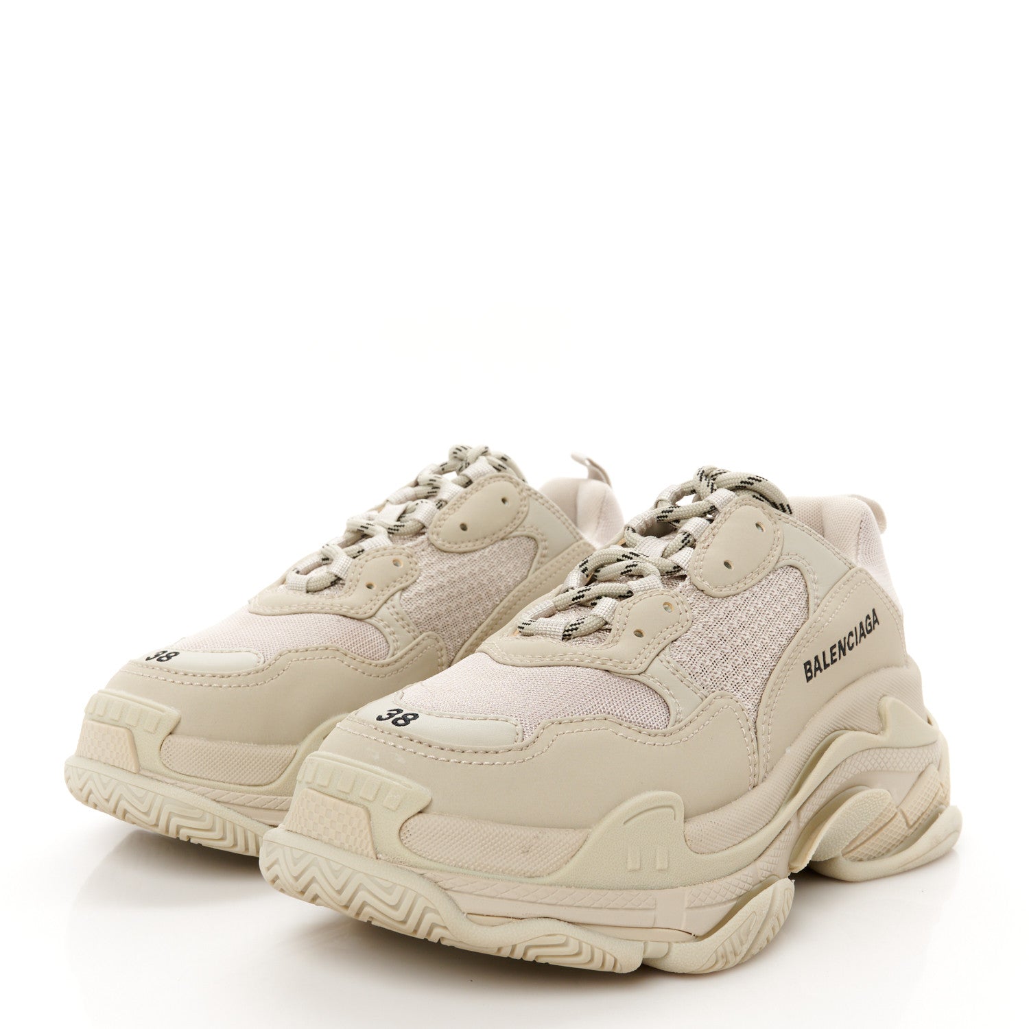 Fabric Mesh Womens Triple S Sneakers 38 Beige