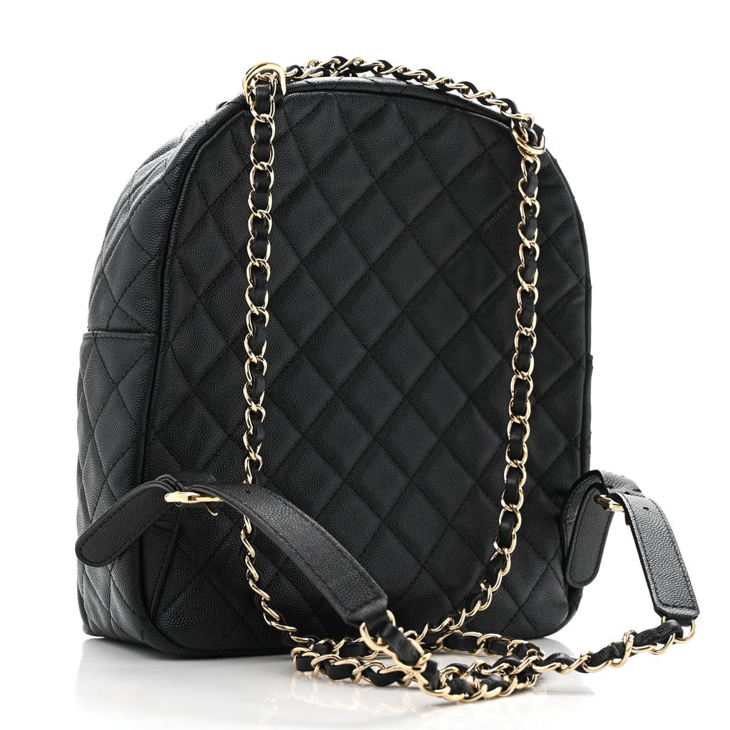 Caviar Quilted Medium Zip Around Backpack Black