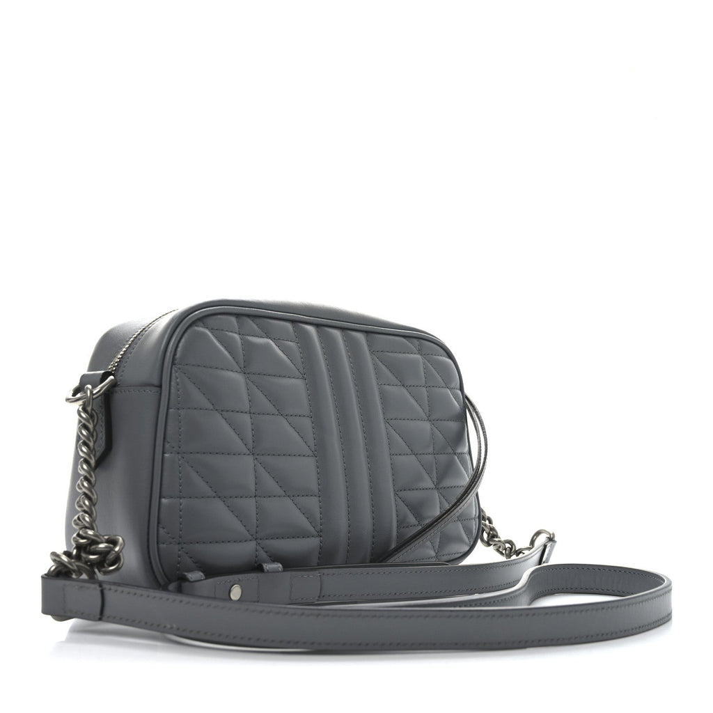 Calfskin Matelasse Aria Small GG Marmont Chain Shoulder Bag Deep Grey