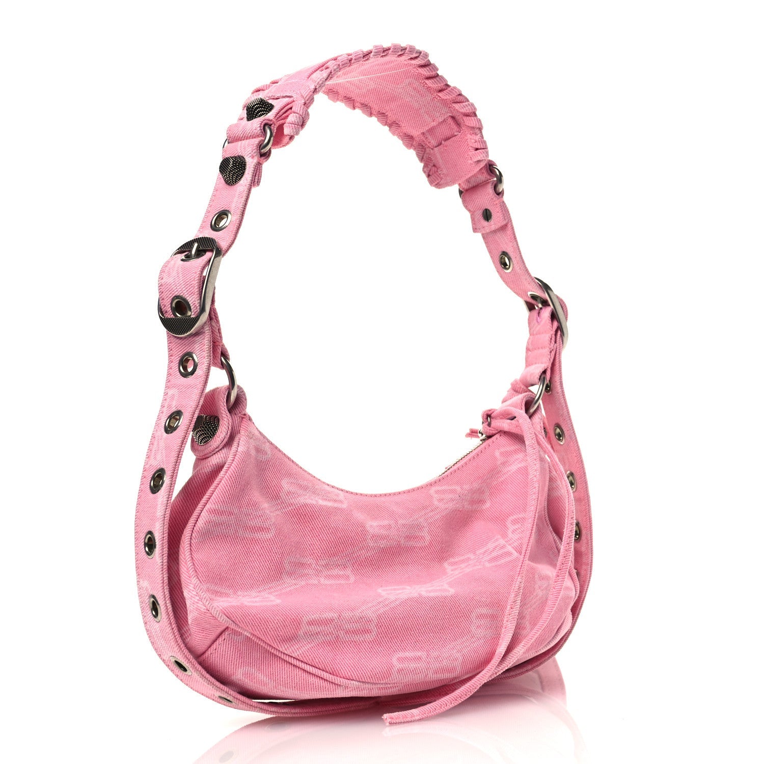 Denim BB Monogram Le Cagole Shoulder Bag XS Pink