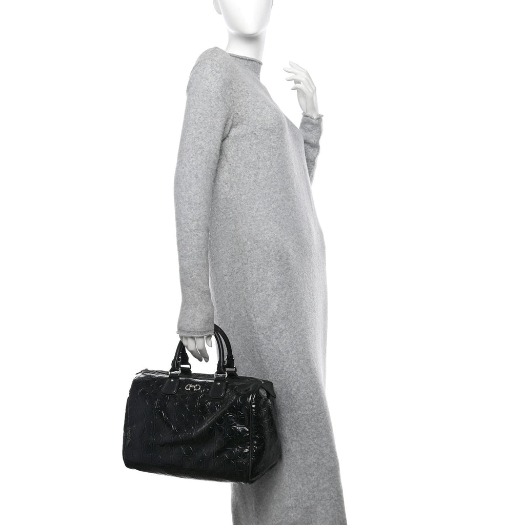Patent Gancini Embossed  Black