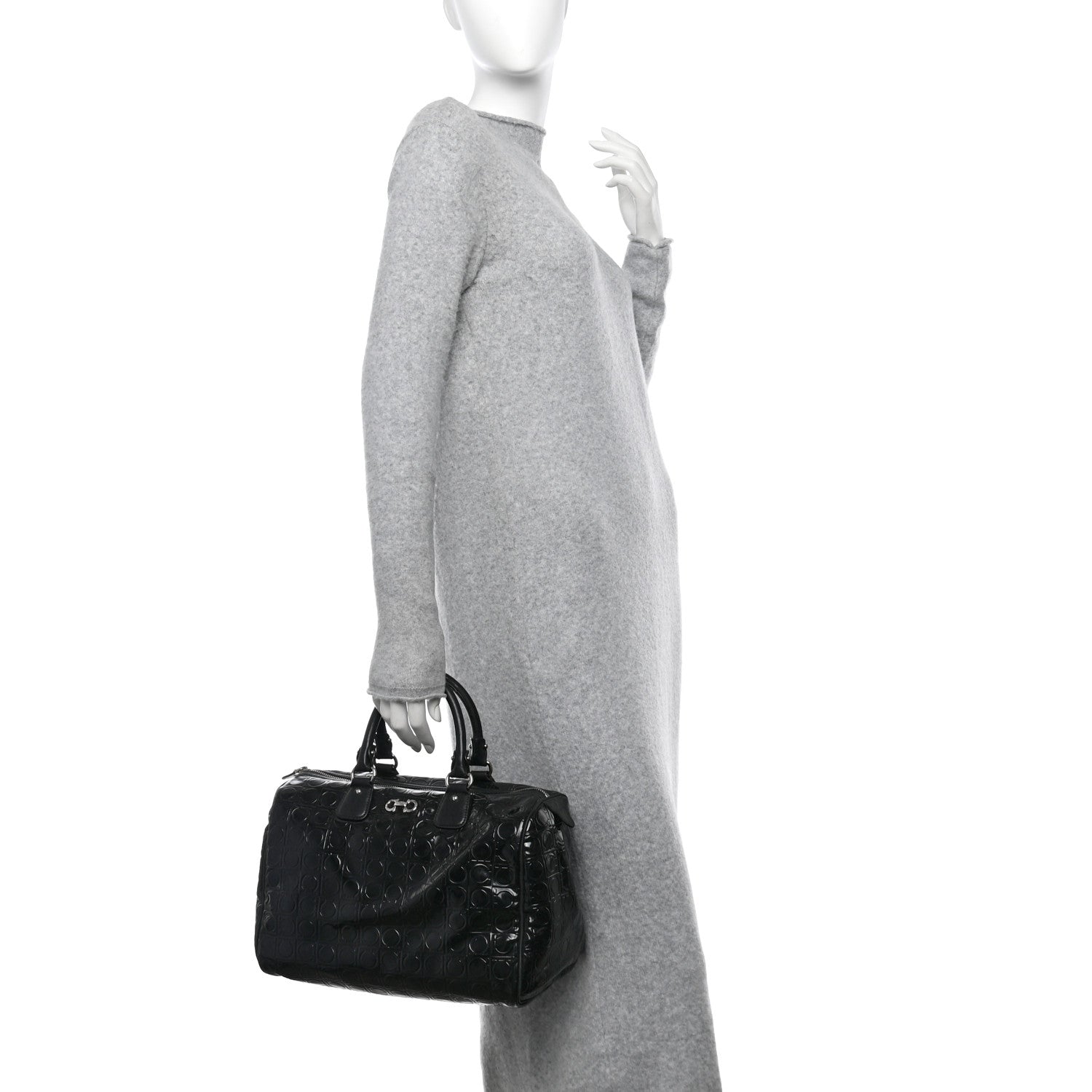 Patent Gancini Embossed  Black