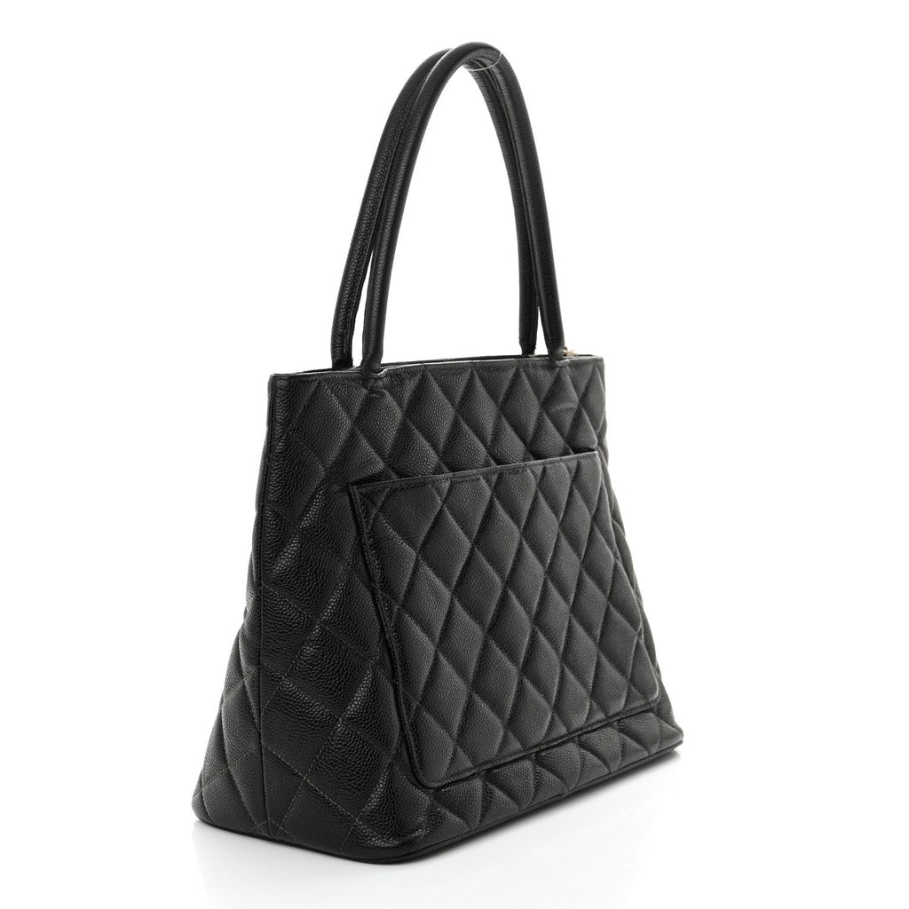 Caviar Quilted Medallion Tote Black