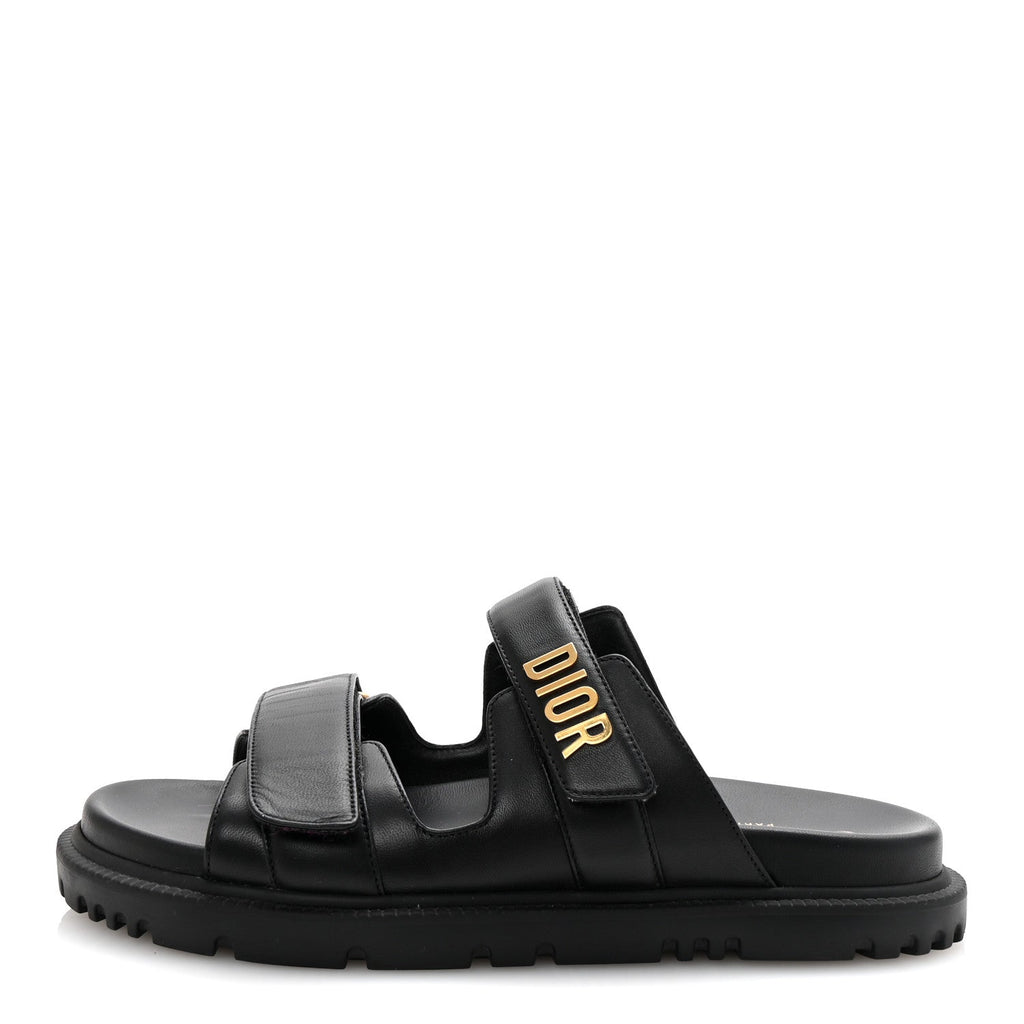 Lambskin Dioract 10mm Slide Sandals 39.5 Black