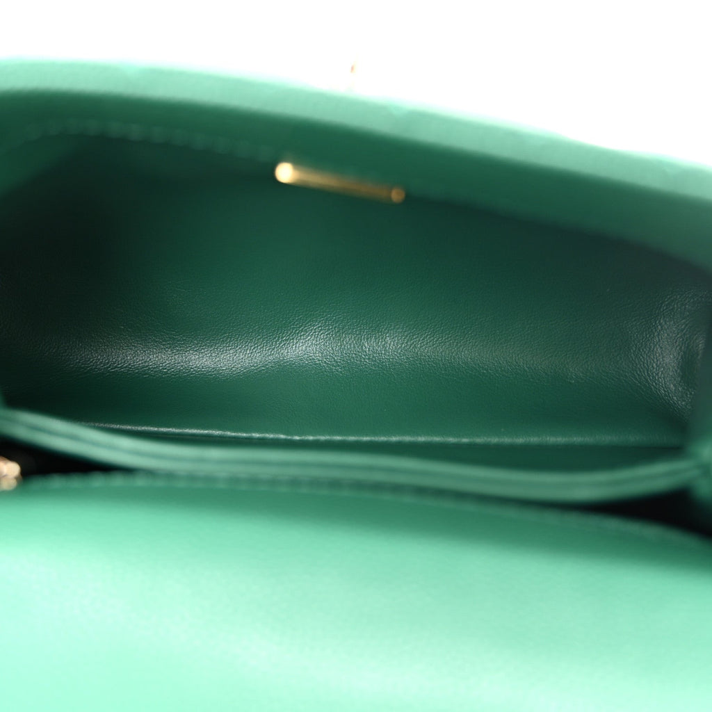 Caviar Quilted Extra Mini Coco Handle Flap Green