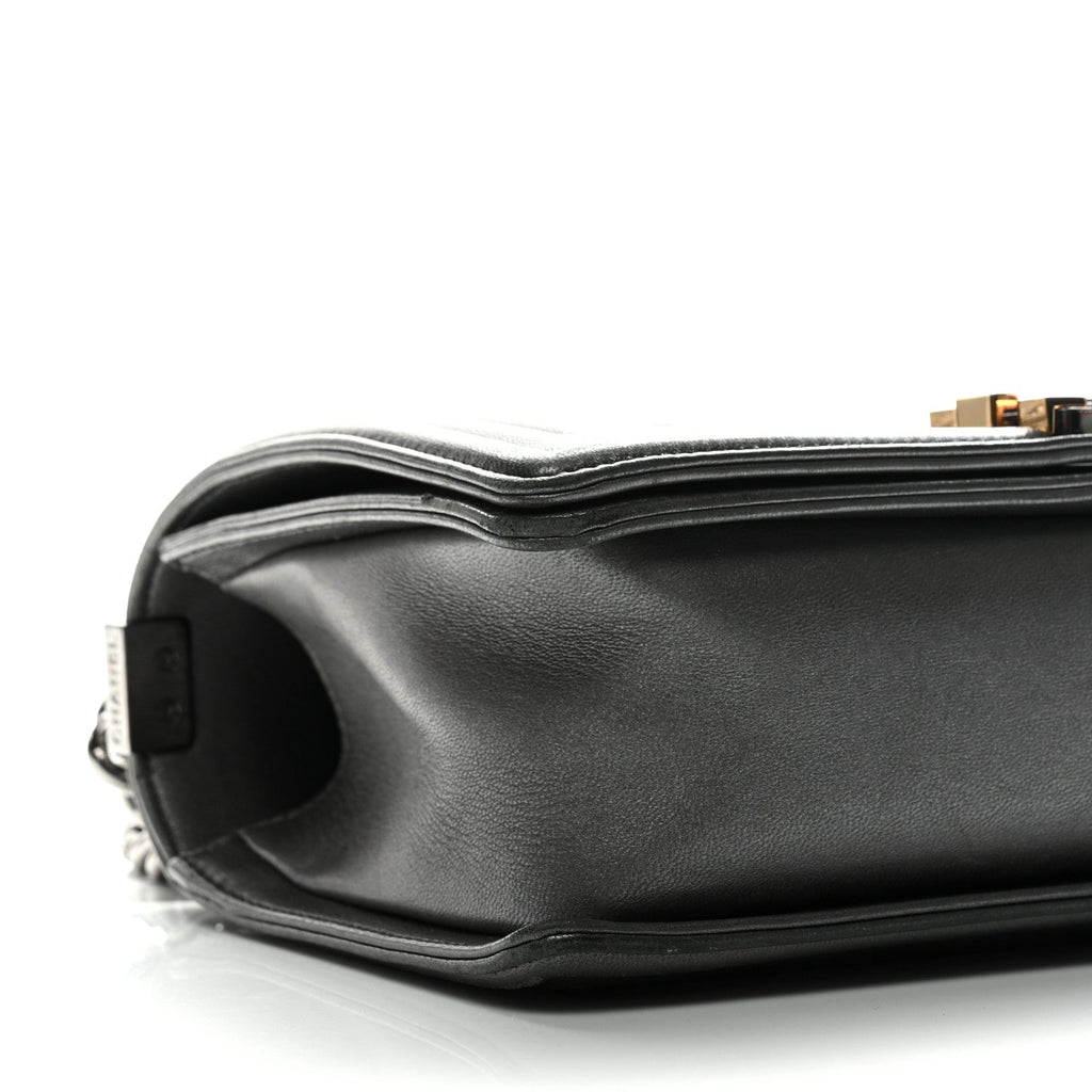 Lambskin Embossed Medium Boy Cube Flap Grey