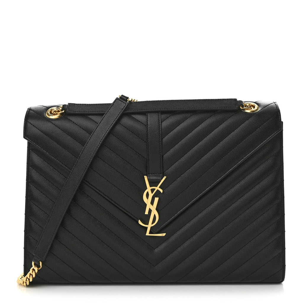 Grain De Poudre Matelasse Chevron Large Monogram Satchel Black