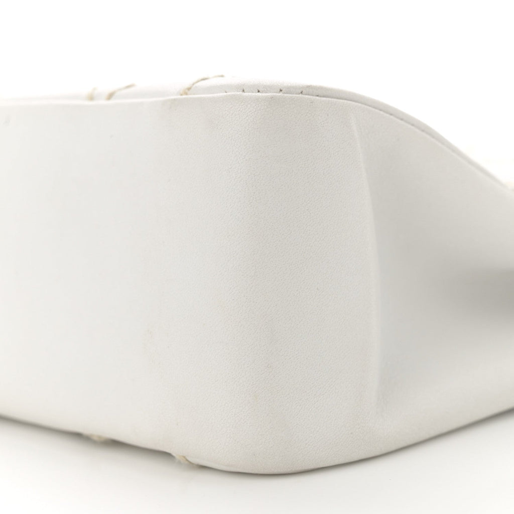 Calfskin Quilted Wild Stitch Large Flap White