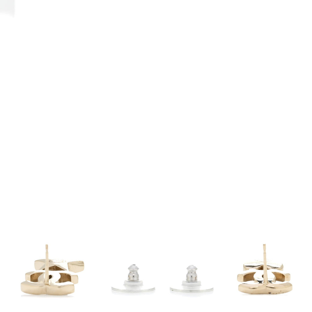 Crystal Pearl Charming Winter CC Star Heart Earrings Gold