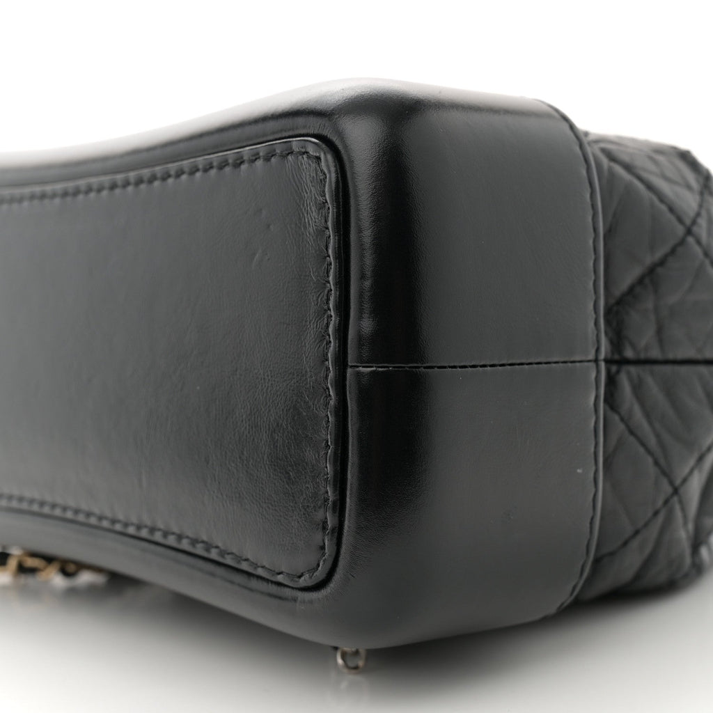 Aged Calfskin Quilted Small Gabrielle Backpack Black