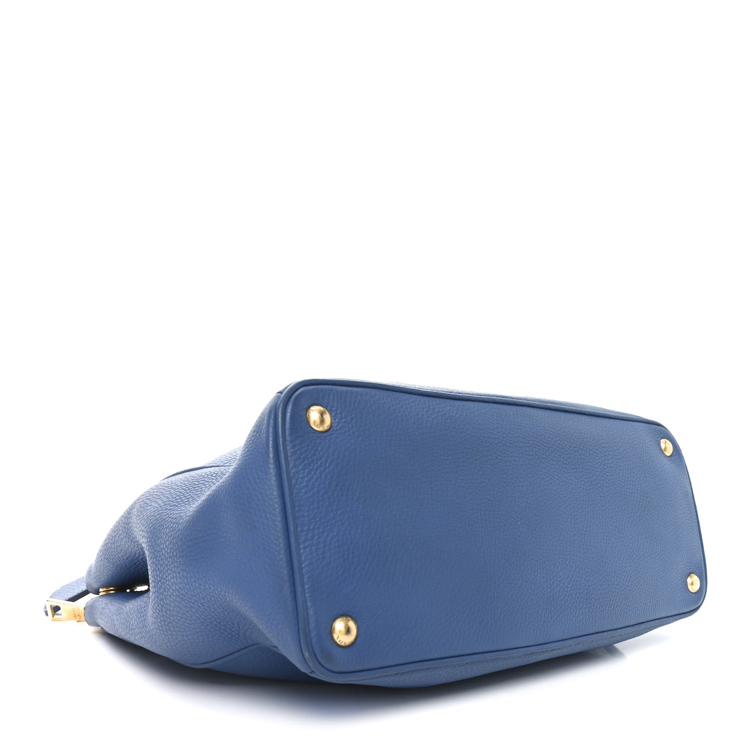 Vitello Daino Large Double Zip Tote Cobalto