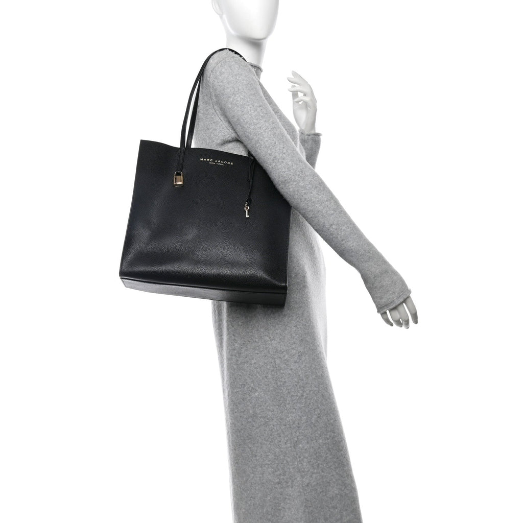 Grained Calfskin Grind Shopper Tote Black