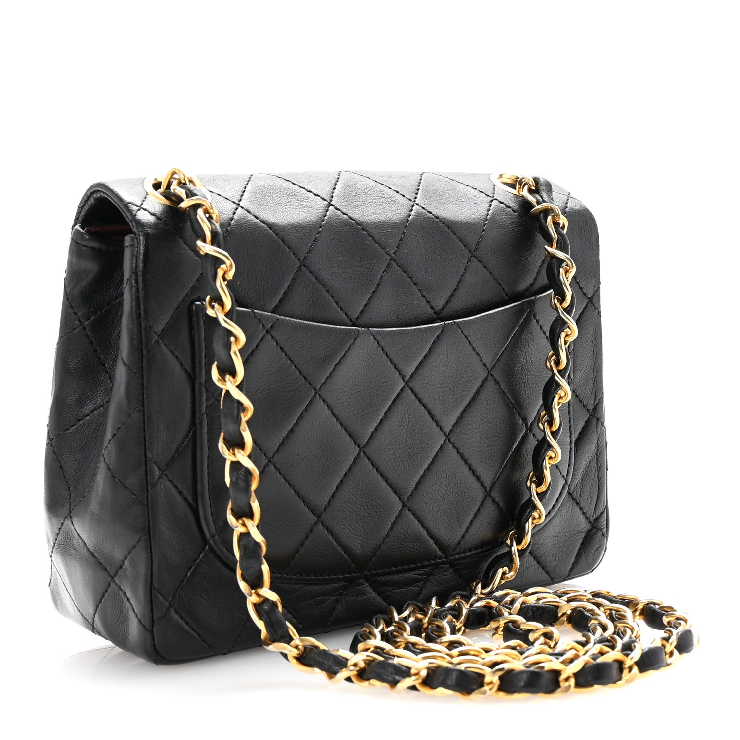 Lambskin Quilted Mini Square Flap Black