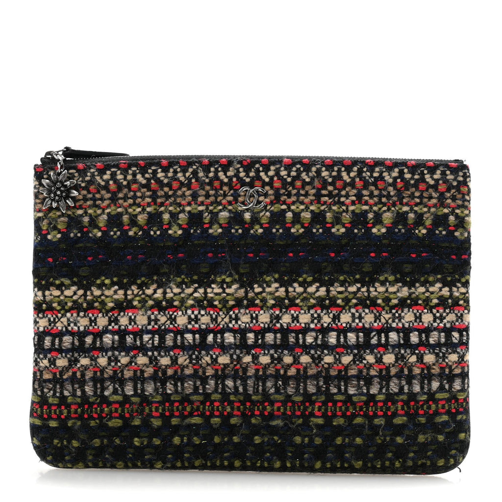 Tweed Quilted Medium Cosmetic Case Black
