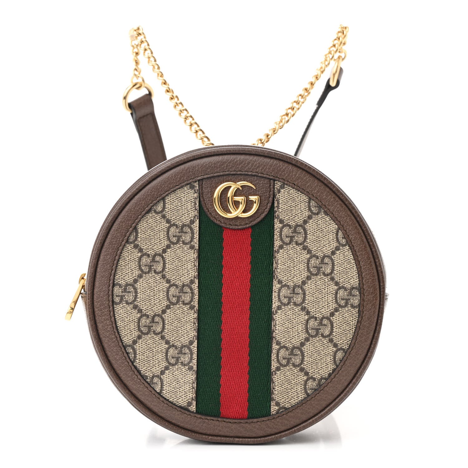GG Supreme Monogram Web Mini Ophidia Round Backpack Brown