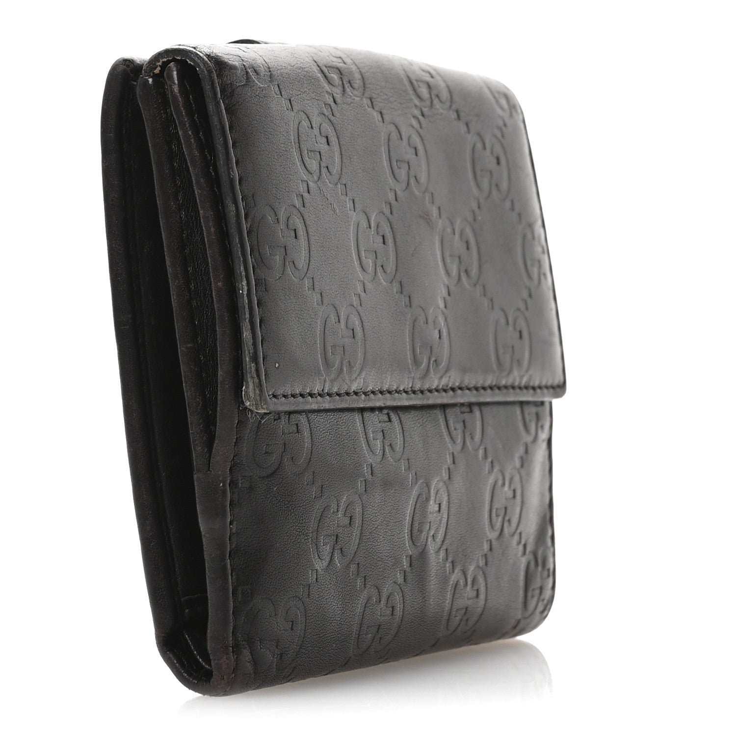 Guccisima Heart French Flap Wallet Brown