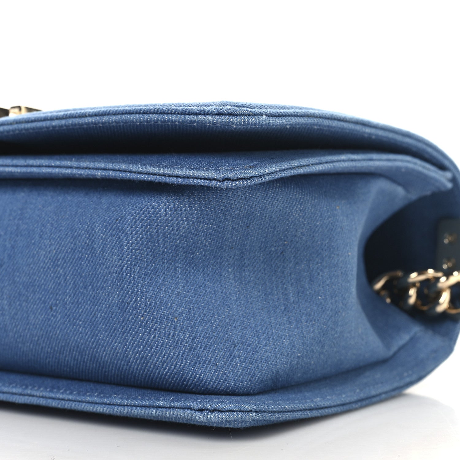 Denim Pleated Medium Boy Flap Light Blue