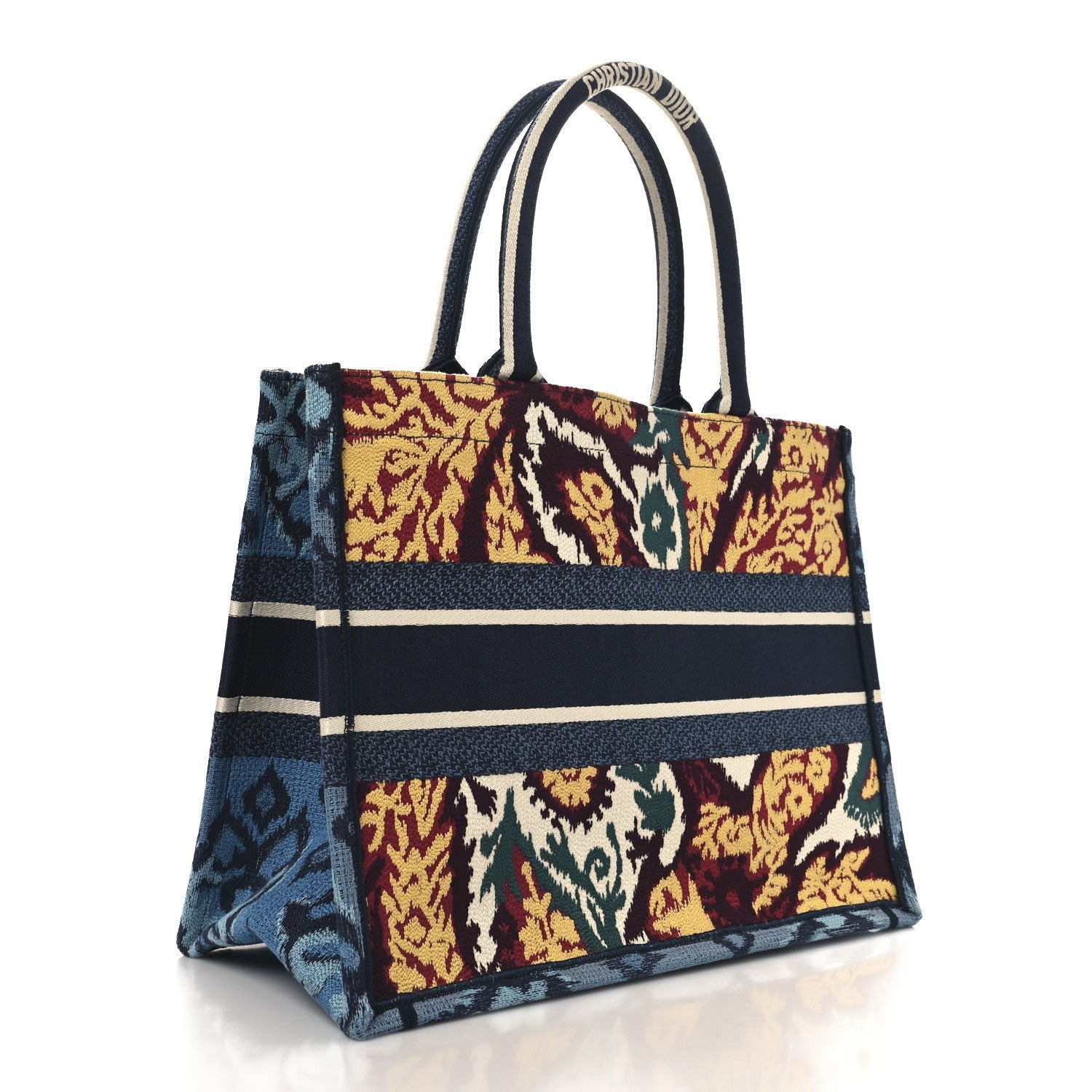 Canvas Embroidered Paisley Medium Book Tote Blue Multicolor