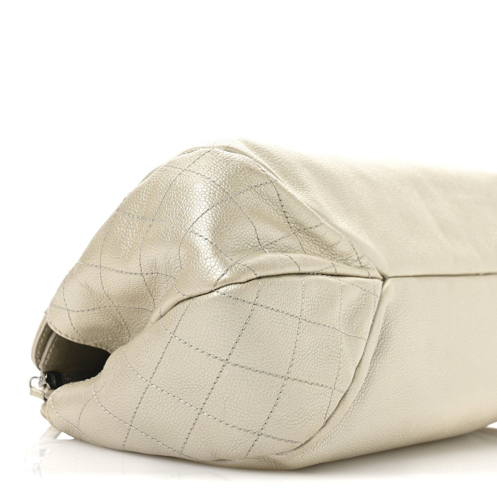 Caviar Quilted Timeless CC Bowler Bag White