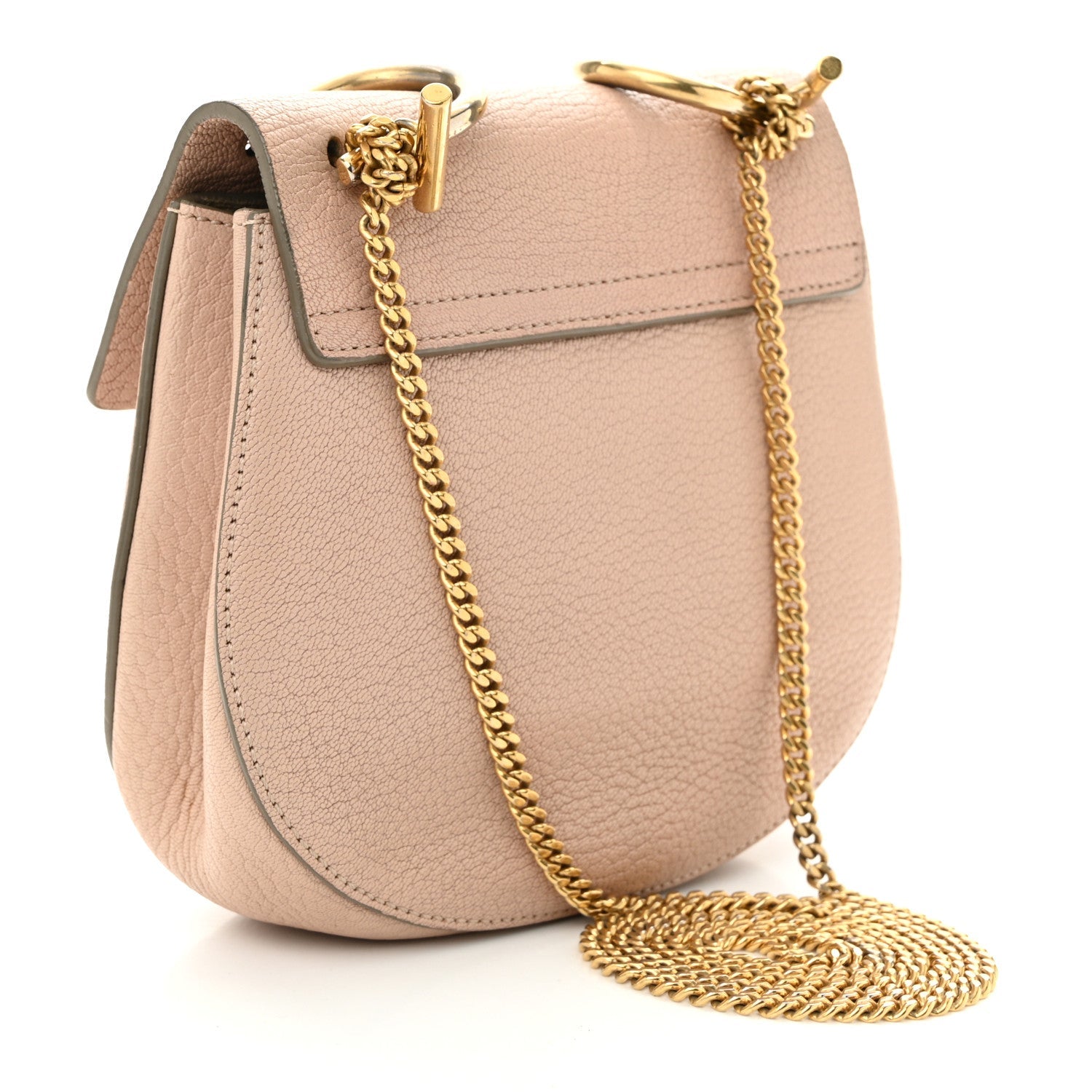Grained Lambskin Mini Drew Shoulder Bag Cement Pink