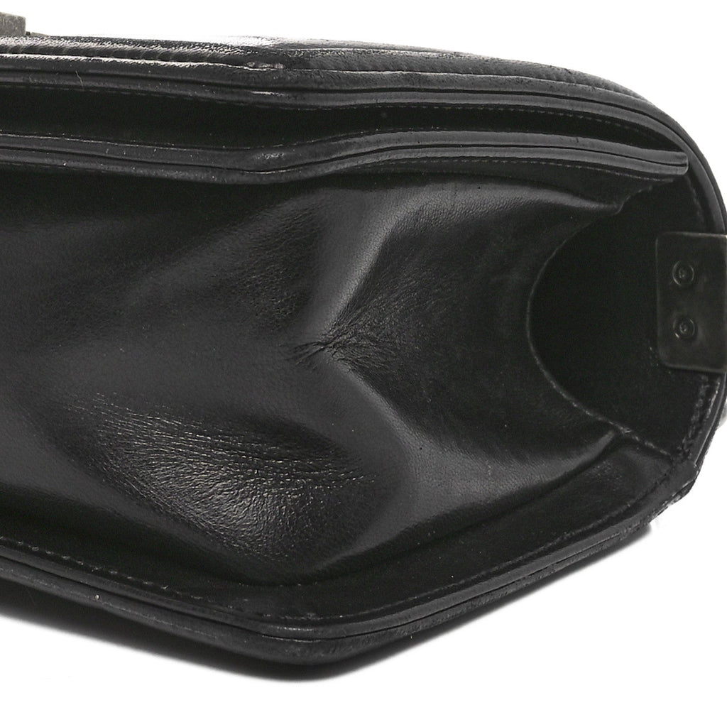 Galuchat Stingray Small Boy Flap Black Silver