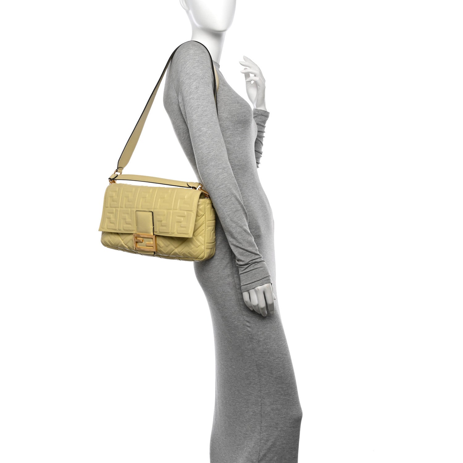 Nappa FF 1974 Embossed Large Baguette Banana