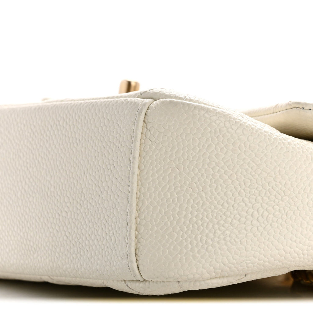 Caviar Quilted Mini Chain Soul Flap White