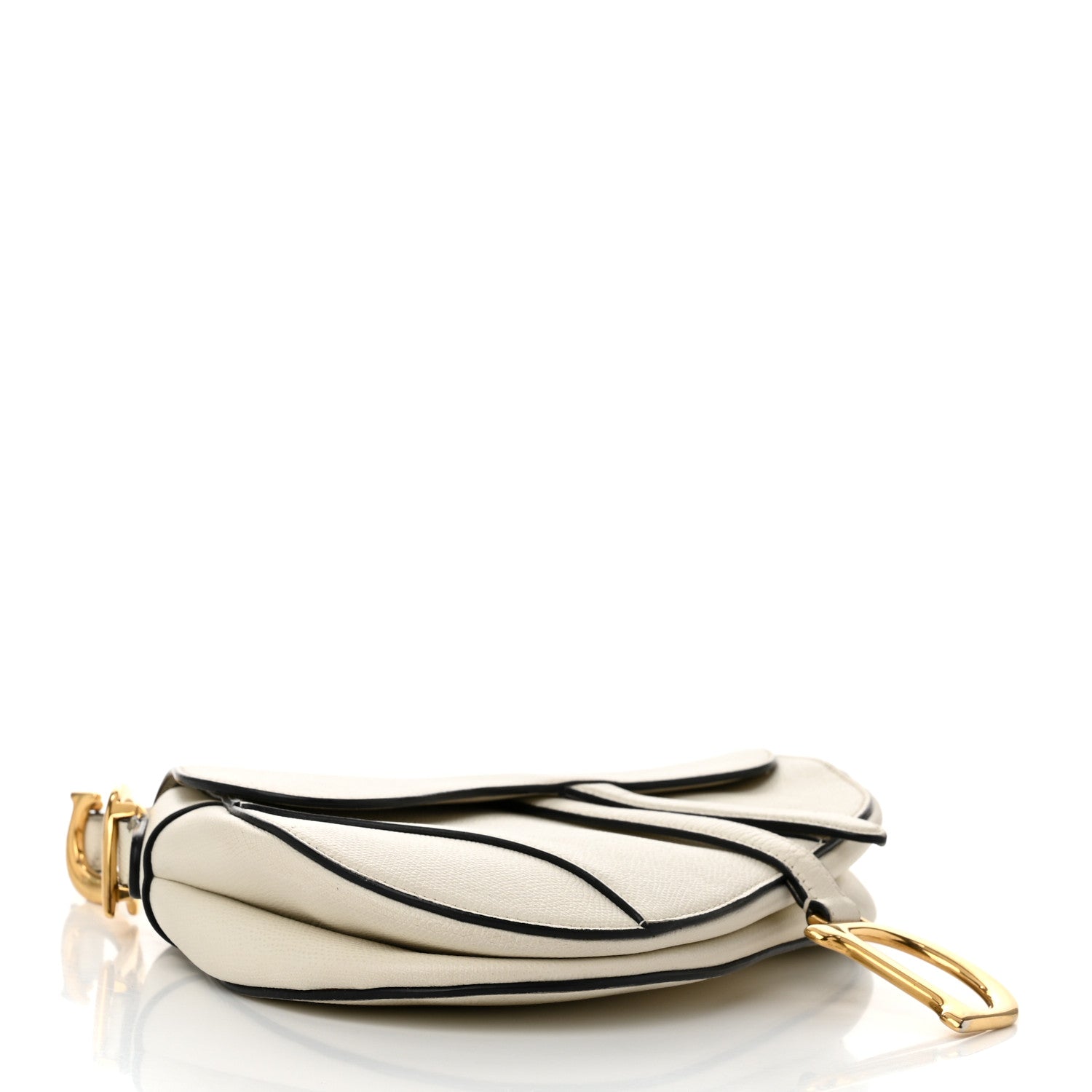 Grained Calfskin Saddle Bag White
