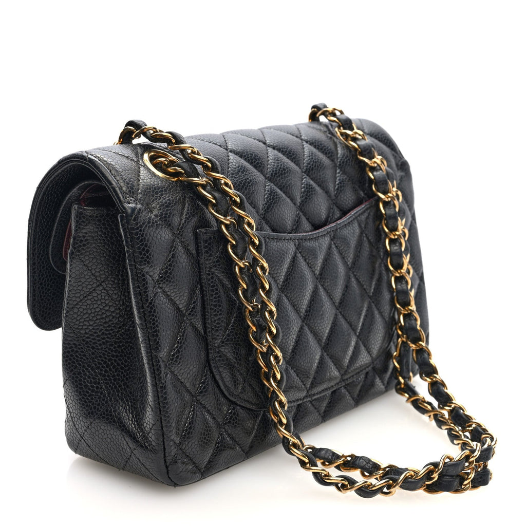 Caviar Quilted Small Double Flap Black