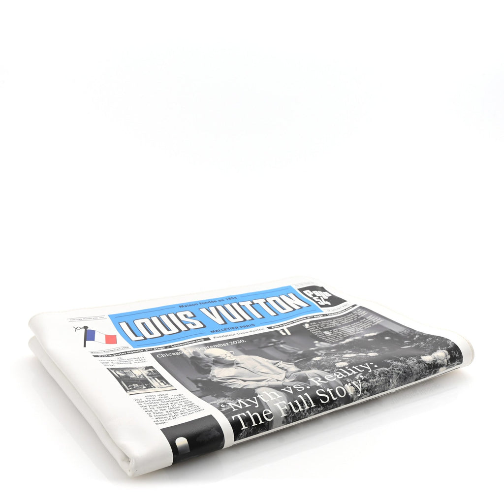 Calfskin Newspaper Print Pouch