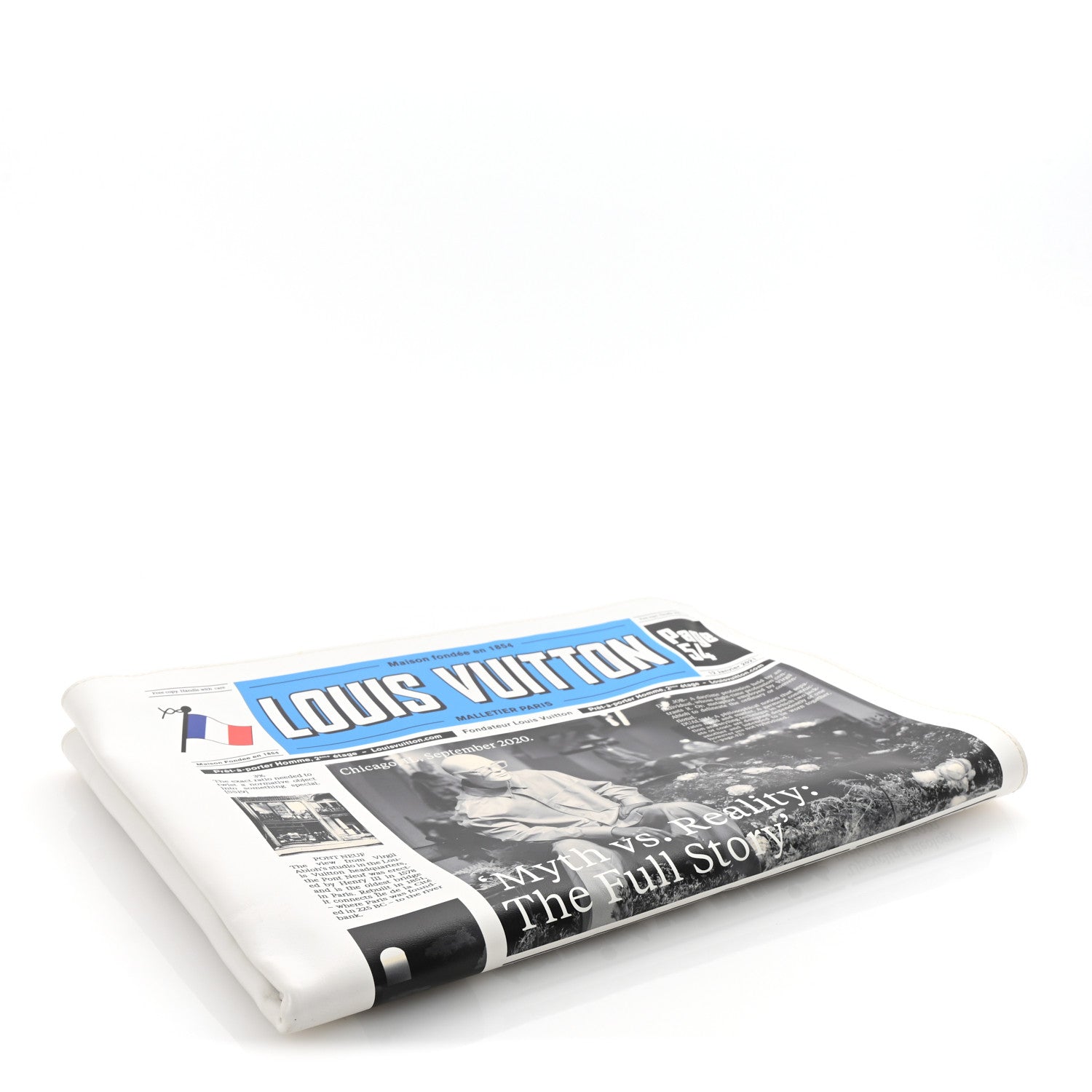 Calfskin Newspaper Print Pouch
