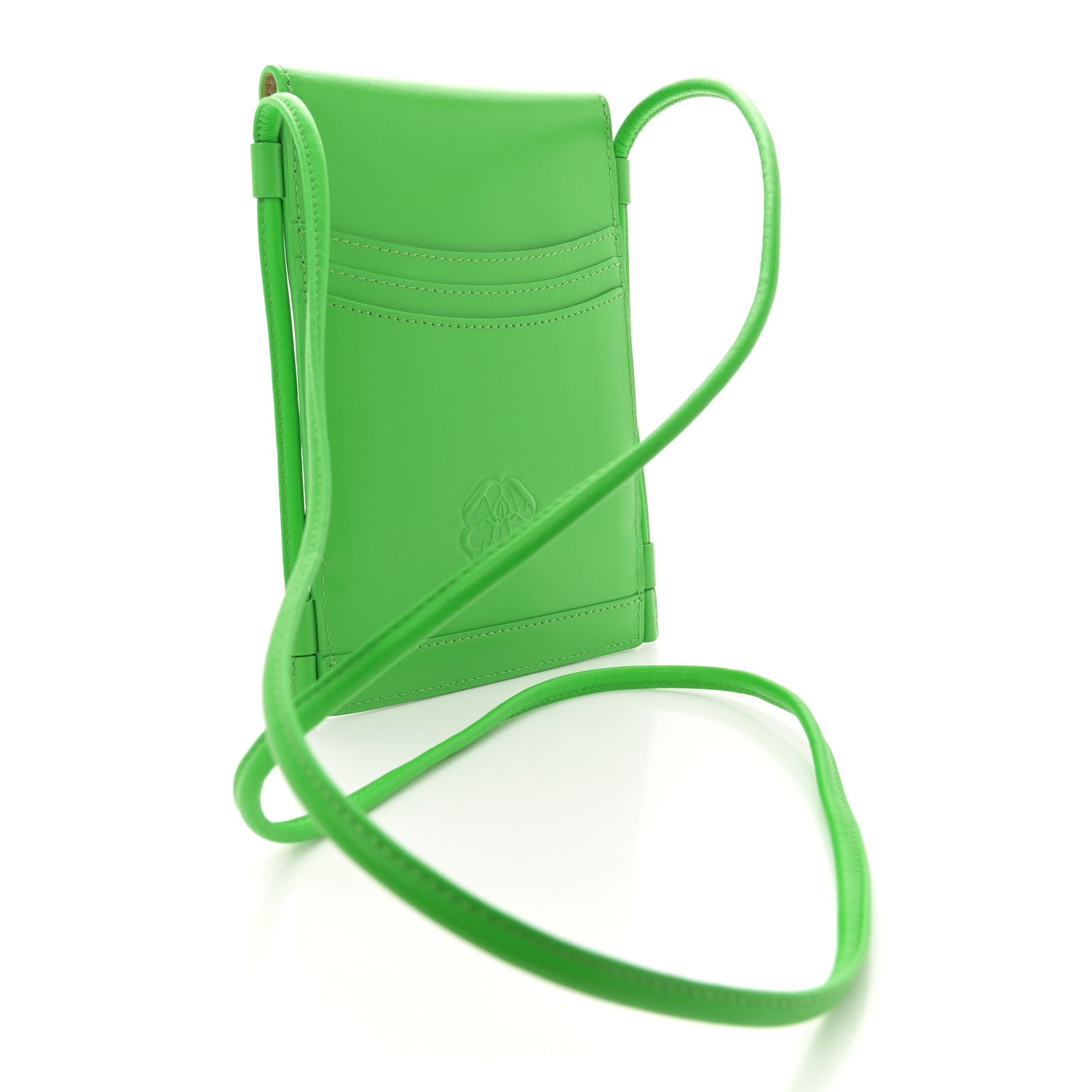 Calfskin The Curve Micro Crossbody Pouch Bag Kelly Green