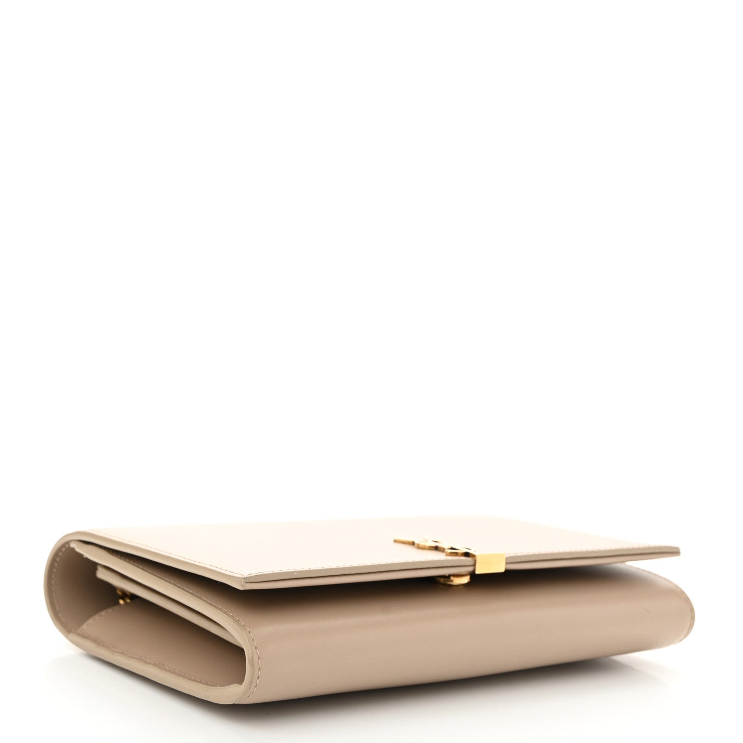 Glossy Calfskin Monogram Chain Wallet Dark Beige