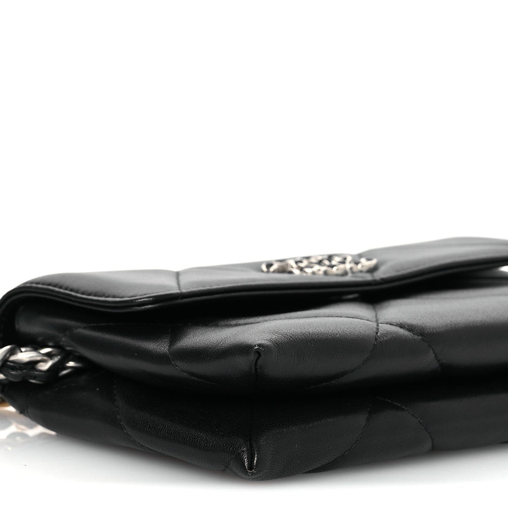 Lambskin Quilted Chanel 19 Flap Clutch Black
