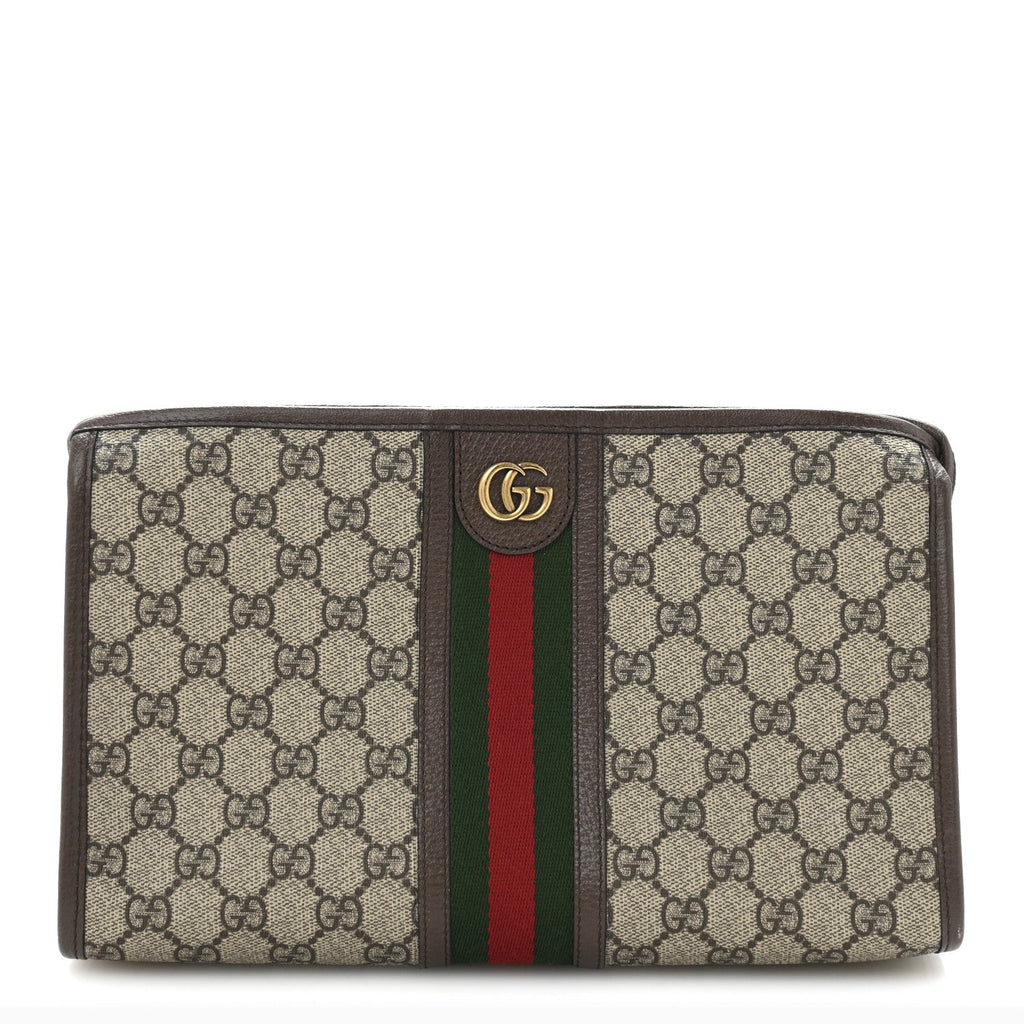 GG Supreme Monogram Web Ophidia GG Toiletry Case Beige New Acero