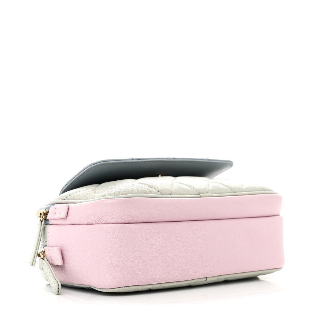 Goatskin Quilted Waist Bag Green Blue Pink