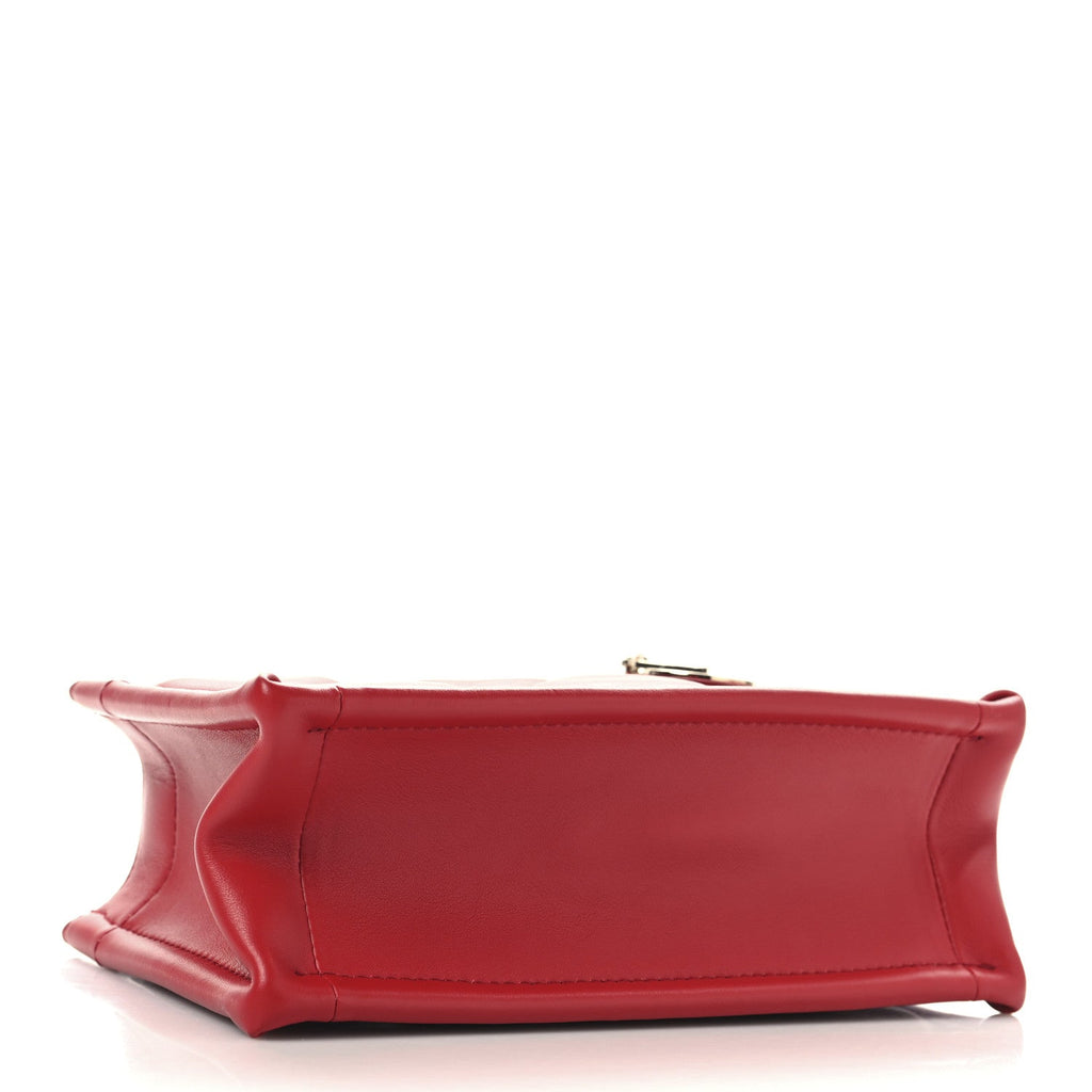 Calfskin Macrocannage Mini Book Tote Red
