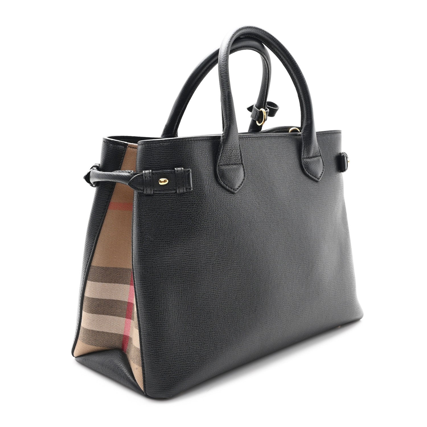 Derby Calfskin House Check Medium Banner Tote Black