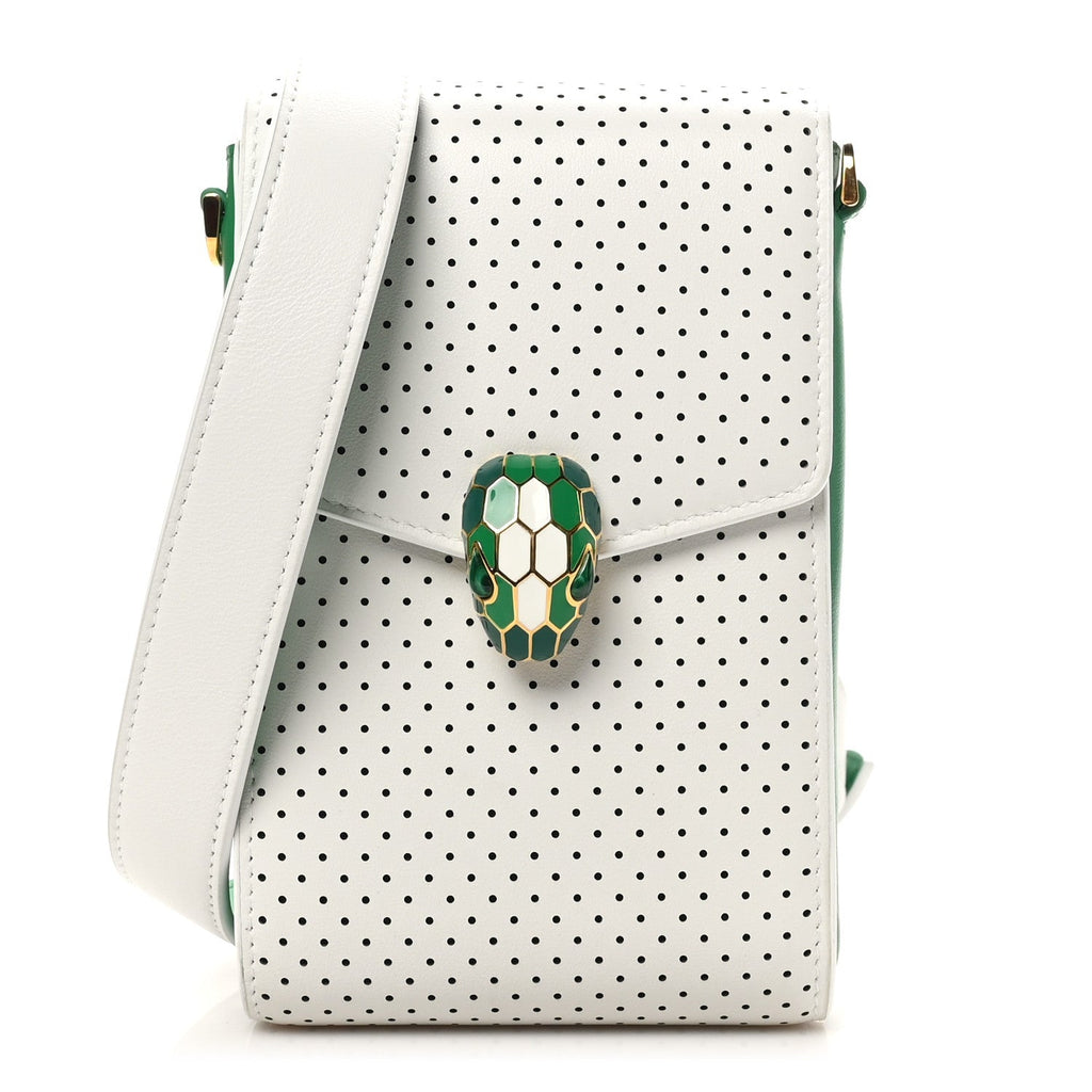 X CASABLANCA Calfskin Serpenti Forever Apres Vertical Pochette Tennis Green White